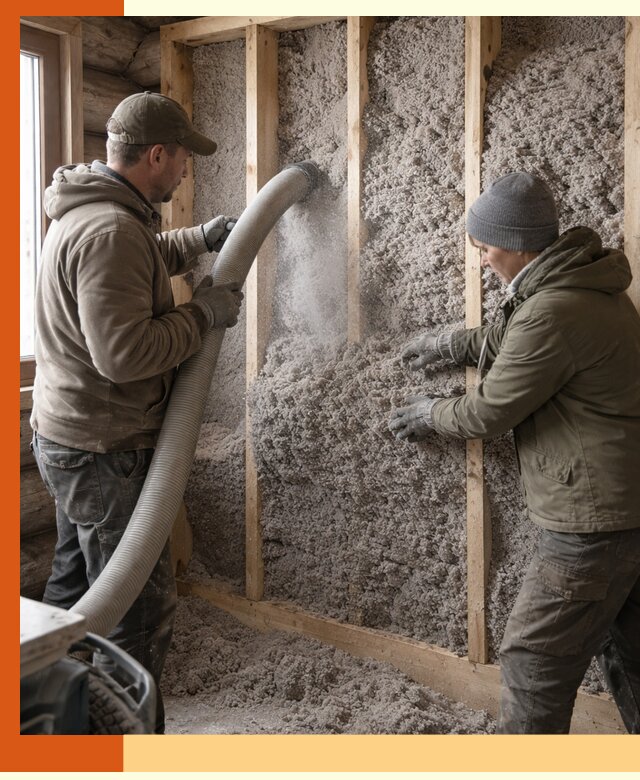 Утепление бревенчатого дома эковатой в Вологде