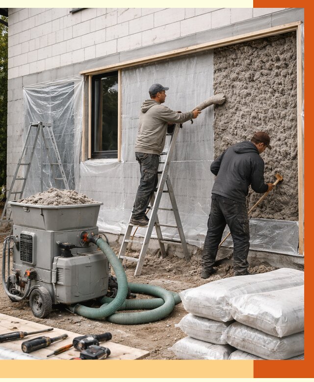 Утепление дома из газобетона эковатой в Вологде от 4622 руб./м2 | ТепломастерВгд