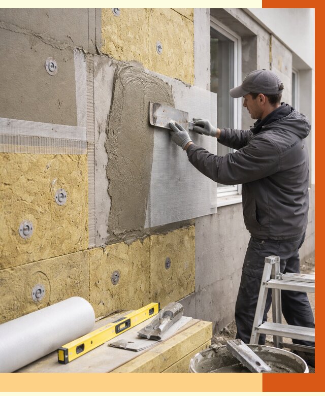 Утепление фасада под штукатурку в Вологде от 4314 руб/м2 — монтаж пенопластом и минватой | ТепломастерВгд