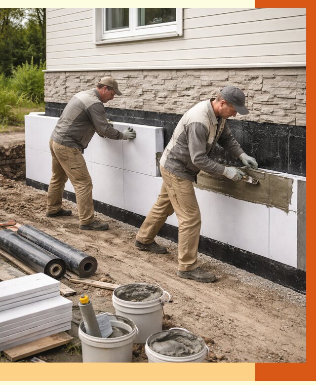 Утепление фундамента снаружи в Вологде от 4314 руб. за м² | ТепломастерВгд