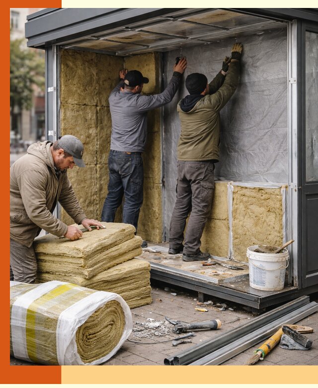 Утепление павильона шаурмы под ключ в Вологде