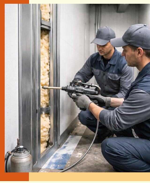 Заполнение пустот холодильных панелей в Вологде специализированной пеной