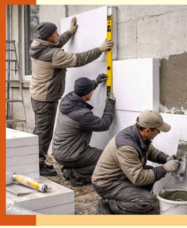 Утепление пенопластом наружных стен и фасадов в Вологде